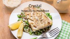  Presentation with rice - Slide deck enhanced with tilapia fish - cod with lentil rice background and a coral colored foreground