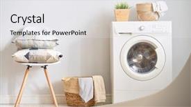  Presentation with laundry room - PPT theme consisting of tile style - interior of a real laundry background and a white colored foreground