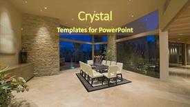  Presentation with dining table - Presentation theme featuring tiled floor - chairs around table on rug background and a tawny brown colored foreground