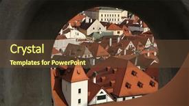  Presentation with castle wall - Colorful PPT theme enhanced with tiled roofs seen through the wall of the castle garden in cesky krumlov south bohemia czech republic backdrop and a tawny brown colored foreground
