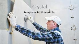  Presentation with home renovation - Audience pleasing presentation design consisting of tiler-installing-large-format-tile backdrop and a light gray colored foreground