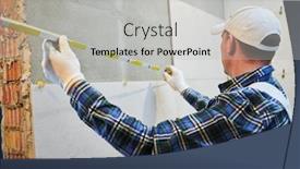  Presentation with home renovation - Presentation theme featuring tiler-installing-large-format-tile background and a light gray colored foreground