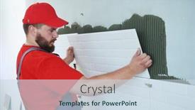  Presentation with home renovation - Slide deck consisting of tiler-installing-large-size-tile background and a sky blue colored foreground