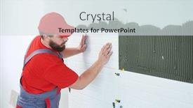  Presentation with home renovation - Presentation enhanced with tiler-installing-large-size-tile background and a sky blue colored foreground