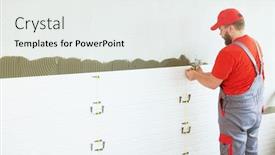  Presentation with home renovation - Presentation enhanced with tiler-installing-large-size-tile background and a white colored foreground