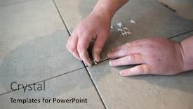  Presentation with renovation - Beautiful PPT layouts featuring tiler-laying-the-ceramic-tile backdrop and a light gray colored foreground