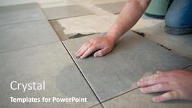  Presentation with renovation - Slide deck with tiler-laying-the-ceramic-tile background and a gray colored foreground