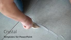  Presentation with house building - Slide set with tiler-laying-the-ceramic-tile background and a light gray colored foreground