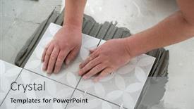  Presentation with house building - Slide deck with tiler-laying-the-ceramic-tile background and a light gray colored foreground
