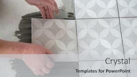  Presentation with renovation - Colorful slide set enhanced with tiler-laying-the-ceramic-tile backdrop and a light gray colored foreground