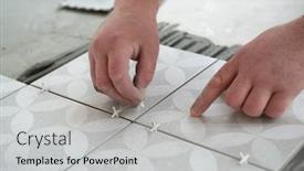 Presentation with house building - Cool new presentation theme with tiler-laying-the-ceramic-tile backdrop and a light gray colored foreground