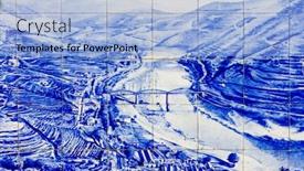  Presentation with railway - Audience pleasing slides consisting of tiles-azulejos-at-railway-station backdrop and a light blue colored foreground