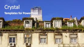  Presentation with white clay tiled roof - Presentation design consisting of tiles on the ancient house background and a teal colored foreground