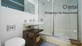  Presentation with corner - PPT theme enhanced with tiles slide - contemporary bathroom with corner shower background and a light gray colored foreground