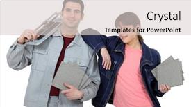  Presentation with equipment lease - Colorful presentation theme enhanced with tiles slide - couple with tile cutting equipment backdrop and a light gray colored foreground