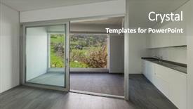  Presentation with apartment - PPT theme with tiles slide - interior of empty apartment room background and a  colored foreground