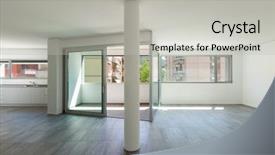  Presentation with wide - Presentation theme enhanced with tiles slide - interior of empty apartment wide background and a  colored foreground