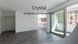  Presentation with wide - Presentation theme with tiles slide - interior of empty apartment wide background and a light gray colored foreground