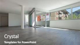  Presentation with wide - Slide deck featuring tiles slide - interior of empty apartment wide background and a  colored foreground