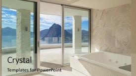  Presentation with room interior design - Colorful PPT theme enhanced with tiles slide - interior wide room with marble backdrop and a soft green colored foreground