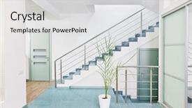  Presentation with interior - Theme having tiles slide - part of modern hall interior background and a light gray colored foreground