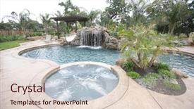  Presentation with green luxury fashion - Amazing presentation theme having tiles slide - waterfall in to a pool backdrop and a lemonade colored foreground