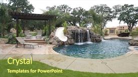  Presentation with luxury - Presentation theme consisting of tiles slide - waterfall in to a pool background and a tawny brown colored foreground