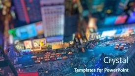 Presentation with times square - Presentation design featuring tilt-shift-aerial-view background and a ocean colored foreground