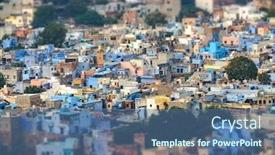  Presentation with metropolitan - Theme with tilt-shift-lens-jodhpur background and a ocean colored foreground