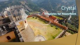  Presentation with lens - PPT theme consisting of tilt-shift-lens-kumbhalgarh background and a ocean colored foreground