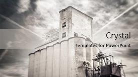  Presentation with obsolete - Presentation design consisting of tilt shift photo of old background and a light gray colored foreground