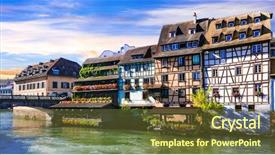  Presentation with romantic - Audience pleasing slide deck consisting of timber bridge - beautiful romantic old town backdrop and a tawny brown colored foreground
