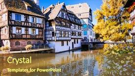  Presentation with canals - Beautiful PPT layouts featuring timber bridge - romantic canals of beautiful strasbourg backdrop and a tawny brown colored foreground