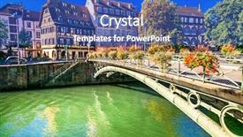  Presentation with romantic - Slides having timber bridge - romantic old town of strasbourg background and a cobalt blue colored foreground