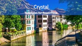  Presentation with romantic - Cool new PPT theme with timber bridge - romantic old town of strasbourg backdrop and a cobalt blue colored foreground