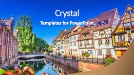  Presentation with festival china town - Theme having timber bridge - town of colmar background and a cobalt blue colored foreground