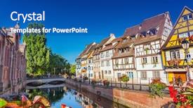  Presentation with town planning - Slides consisting of timber bridge - town of colmar background and a ocean colored foreground