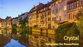  Presentation with traditional houses illustration - Cool new presentation theme with timber bridge - traditional colorful houses in strasbourg backdrop and a tawny brown colored foreground