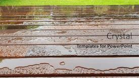  Presentation with australian - Presentation design with timber-deck-after-rain-wet background and a light gray colored foreground
