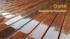  Presentation with weather - Presentation theme featuring timber-deck-after-rain-wet background and a tawny brown colored foreground