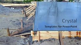  Presentation with building foundation - Slide set with timber-formwork-with-metal-reinforcement background and a teal colored foreground