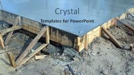  Presentation with building foundation - Theme having timber-formwork-with-metal-reinforcement background and a light blue colored foreground