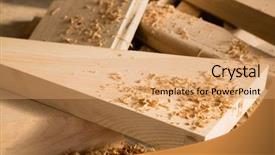  Presentation with timber harvest - Theme having timber harvest - wooden sticks lie background and a coral colored foreground