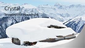  Presentation with hut - Cool new theme with timber hut nearly completely covered by snow backdrop and a light blue colored foreground