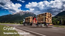  Presentation with truck - Cool new PPT theme with timber truck rushes down backdrop and a violet colored foreground
