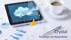  Presentation with coffee cup - Presentation theme enhanced with increase time - business and technology concept background and a sky blue colored foreground