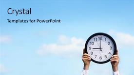  Presentation with space time - Slides having time - businessman holding a clock background and a light blue colored foreground