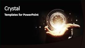  Presentation with hand palm - PPT layouts featuring time - close up of businessman hand background and a black colored foreground