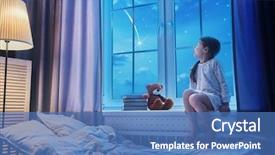  Presentation with shooting - Theme with time - cute child girl sitting background and a teal colored foreground