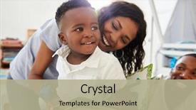  Presentation with family children - Presentation theme with time - family with young children reading background and a mint green colored foreground